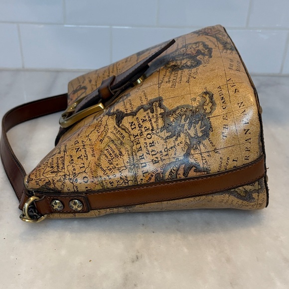 Patricia Nash Bag Purse Handbag Leather Vintage Irving Europe Map Shoulder Bag - Picture 11 of 17